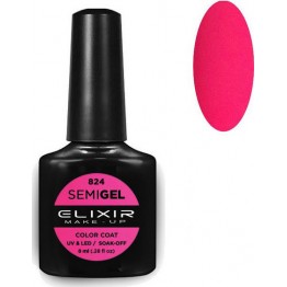 Ημιμόνιμο βερνίκι ELIXIR SEMIGEL 824 (Fluorescent pink) 8ml